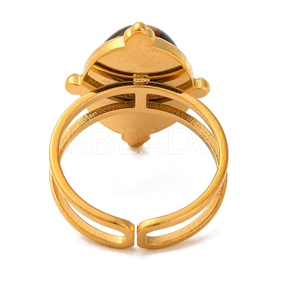 Oval Natural Tiger Eye Finger Rings RJEW-Q822-09G-1
