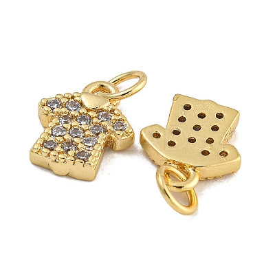 Rack Plating Brass Micro Pave Clear Cubic Zirconia Charms KK-U030-20G-1