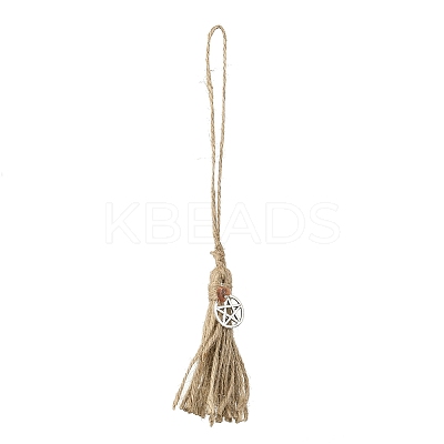 Halloween Witch Jute Cord Tassels Pendant Decorations HJEW-JM04045-1
