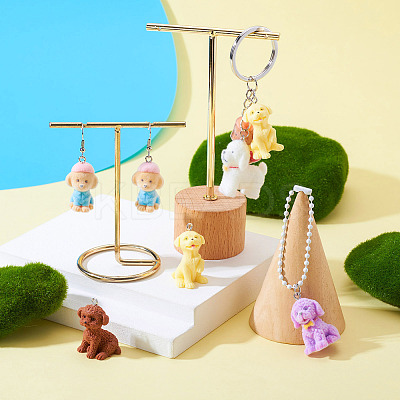 16Pcs 8 Styles Flocky Resin Pendants RESI-TA0003-61-1
