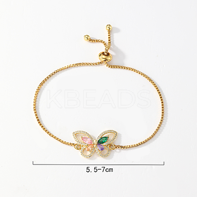 Link Brass Micro Pave Cubic Zirconia Slider Bracelets CY1858-2-1
