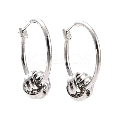 Brass Knot Hoop Earrings for Women X-EJEW-A072-19P-1