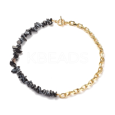 Natural Snowflake Obsidian Chip Beads Jewelry Set SJEW-JS01223-05-1