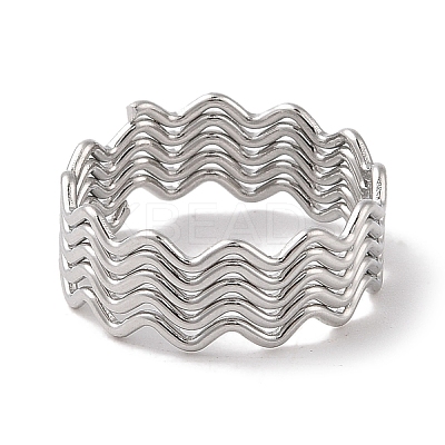 Non-Tarnish 304 Stainless Steel Wave Finger Rings for Women RJEW-G315-07C-P-1