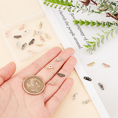 24Pcs 4 Colors Rack Plating Brass Pave Clear Cubic Zirconia Connector Charms KK-GA0001-35-1