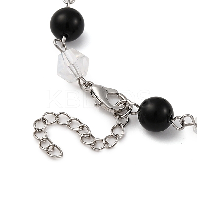 Synthetic Black Stone Round Beaded Bracelets BJEW-JB11206-1