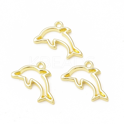 Rack Plating Alloy Dolphin Open Back Bezel Charms FIND-G052-39LG-1