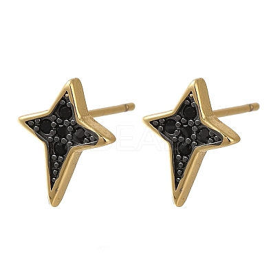 Rack Plating Brass Micro Pave Cubic Zirconia Stud Earring EJEW-C101-02G-1