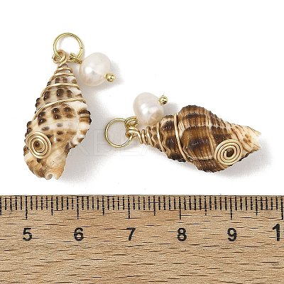 Copper Wire Wrapped Natural Spiral Shell Pendants Pendants PALLOY-JF05972-01-1