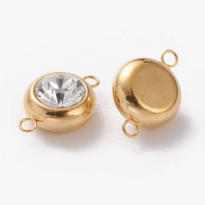 Golden Plated 304 Stainless Steel Pave Cubic Zirconia Links Connectors STAS-I169-02G-01-1