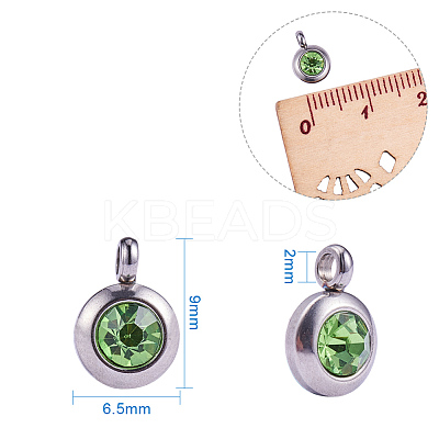 Trendy Original Color 304 Stainless Steel Grade A Rhinestone Charm Pendants RB-PH0008-04-1