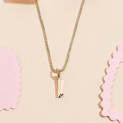 1pc Brass Chain & 304 Stainless Steel Letter Pendant Necklaces NJEW-LP0001-40I-G-1