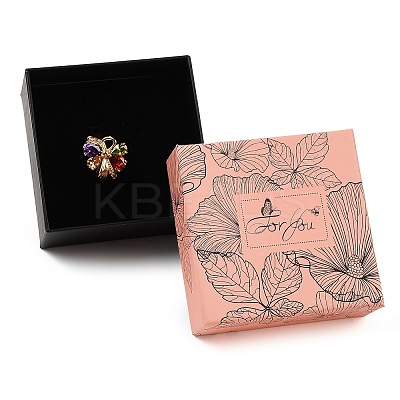 Flower Print Cardboard Paper Jewelry Storage Boxes LS-CON-P022-01B-1