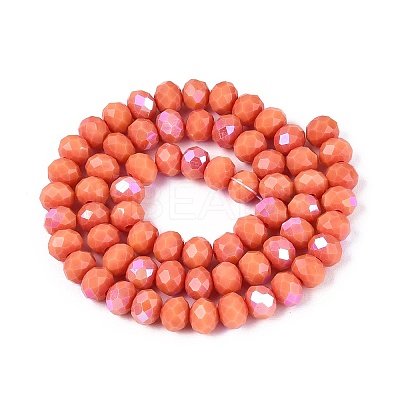 Electroplate Opaque Solid Color Glass Beads Strands EGLA-A034-P8mm-L03-1