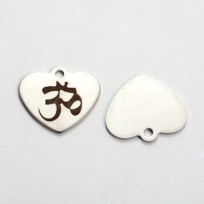 Non-Tarnish 201 Stainless Steel Heart Pendants LS-STAS-L165-E11-1