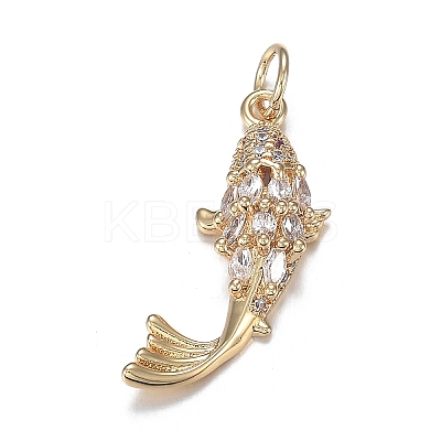 Brass Micro Clear Cubic Zirconia Pendants X-ZIRC-F120-044G-1