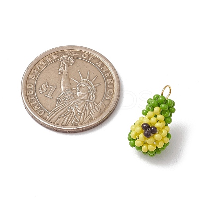3D Glass Seed Beaded Avocado Pendants PALLOY-MZ00567-1