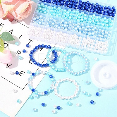 100Pcs 4 Colors Spray Painted ABS Plastic Imitation Pearl Beads OACR-FS0002-09B-1