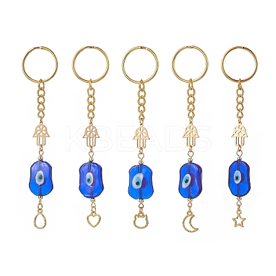 Evil Eye 201 Stainless Steel Hamsa Hand/Hand of Miriam Keychains KEYC-JKC00467-1