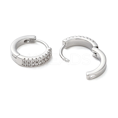 Brass Micro Pave Clear Cubic Zirconia Hoop Earrings LS-EJEW-S234-01P-1