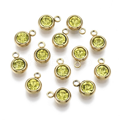 PVD Vacuum Plating 201 Stainless Steel Rhinestone Charms STAS-S068-11G-1
