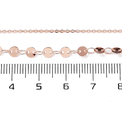 Brass Cable & Flat Sequin Chains Necklaces for Women NJEW-D302-40RG-1