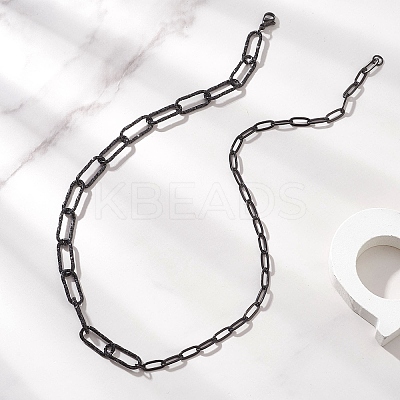 304 Stainless Steel Paperclip Chain Necklaces for Women Men NJEW-JN05820-1