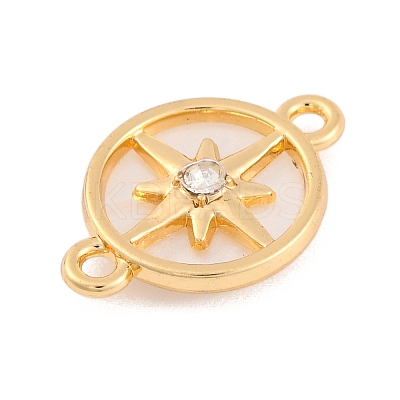 Alloy Crystal Rhinestone & Acrylic Flat Round with Star Links Connector Charms FIND-U007-05G-1