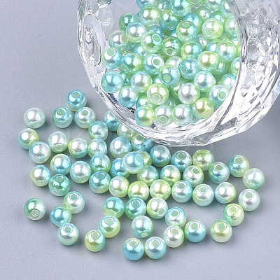 Rainbow ABS Plastic Imitation Pearl Beads OACR-Q174-12mm-03-1