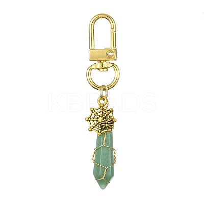 5Pcs 5 Style Copper Wire Wrapped Gemstone Bullet Pendant Decorations HJEW-JM01238-G-1