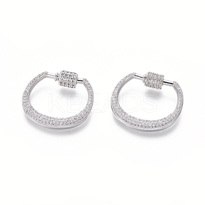Brass Micro Pave Cubic Zirconia Screw Carabiner Lock Charms ZIRC-I031-21P-1