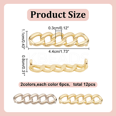 12Pcs 2 Colors Alloy Curb Chain Shoe Decorations FIND-AR0005-34-1