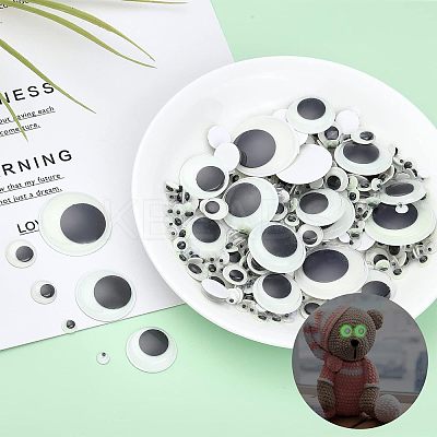 300Pcs 7 Style Luminous Plastic & Resin Wiggle Googly Eyes Cabochons DIY-CA0004-96-1