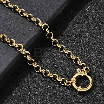 304 Stainless Steel Rolo Chain Necklaces with Spring Ring Clasps for Women NJEW-Z091-03G-1