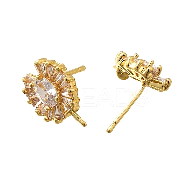 Brass Cubic Zirconia Stud Earrings Findings KK-R217-16G-1