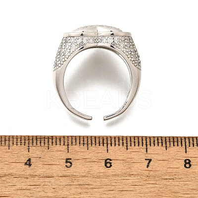 Brass Micro Pave Clear Cubic Zirconia Cuff Rings for Women RJEW-G347-01P-1