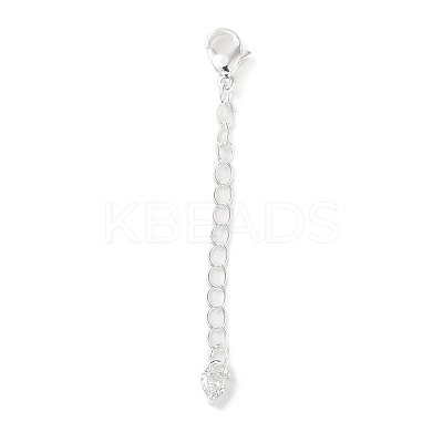Brass Micro Pave Clear Cubic Zirconia Chain Extender KK-G491-52B-S-1