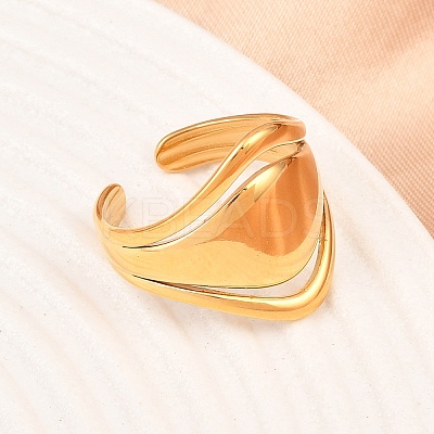 US Size 7 304 Stainless Steel Cuff Rings RJEW-D336-04G-1