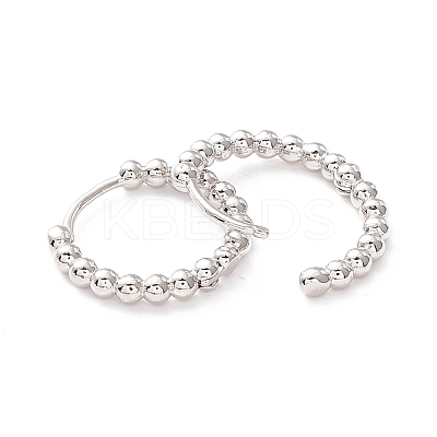 Rack Plating Brass Beaded Huggie Hoop Earrings for Women X-KK-D069-09P-RS-1