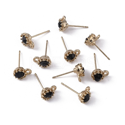 Zinc Alloy with Rhinestone Stud Earring Findings FIND-WH0126-36LG-02-1