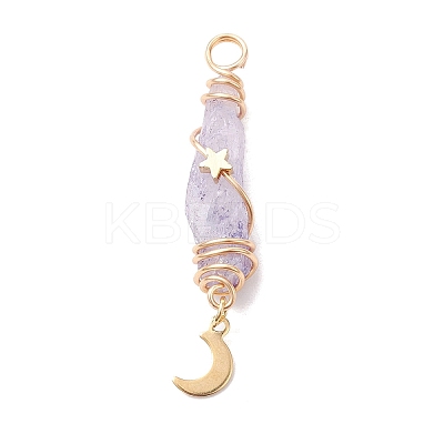 3Pcs 3 Styles Electroplated Natural Quartz Crystal Copper Wire Wrapped Pendants PALLOY-JF02586-01-1