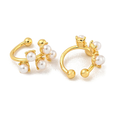 Rack Plating Brass ABS Imitation Pearl Clip-on Earrings EJEW-B061-10G-1
