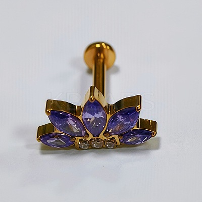Flower Titanium Alloy Pave Cubic Zirconia Internally Threaded Labrets FS-WG35145-03-1