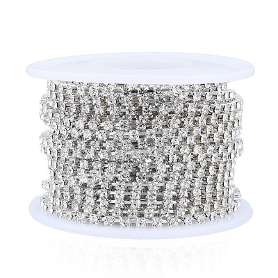 Silver Plated Brass Rhinestone Strass Chains CHC-N020-12A-03-1