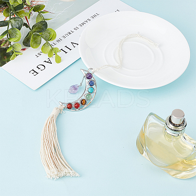 Alloy Moon Pendant Decoration HJEW-WH0043-22B-1