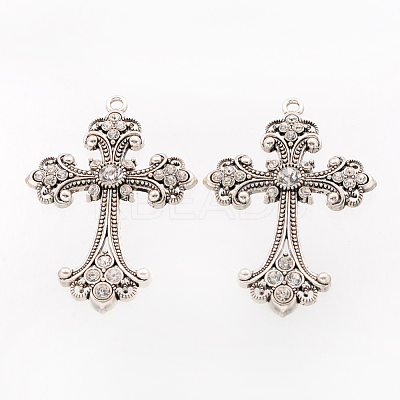Alloy Rhinestone Cross Big Gothic Pendants ALRI-1475-RS-1