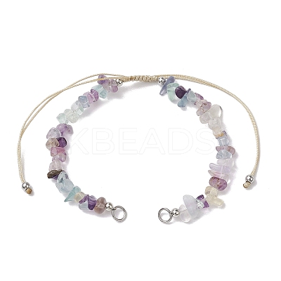 Natural Fluorite Chip Nylon Braided Beaded Bracelet Making AJEW-JB01296-08-1