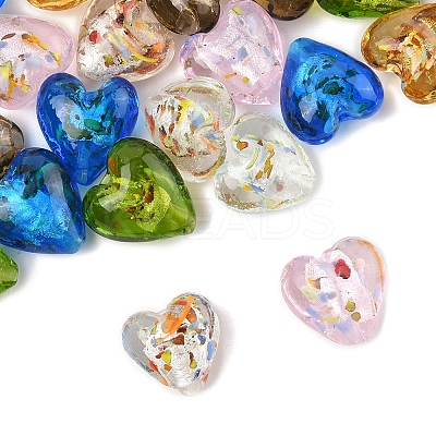 24Pcs 6 Colors Handmade Lampwork Silver Foil Glass Beads FOIL-FS0001-01-1