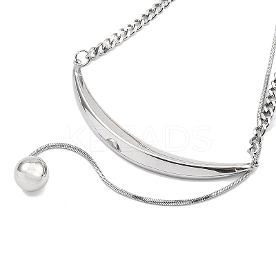 Moon & Round 304 Stainless Steel Pendant Necklaces LS-NJEW-P318-02P-1