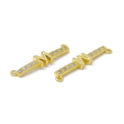 Rack Plating Brass Micro Pave Clear Cubic Zirconia Connector Charms KK-C007-37G-M-1